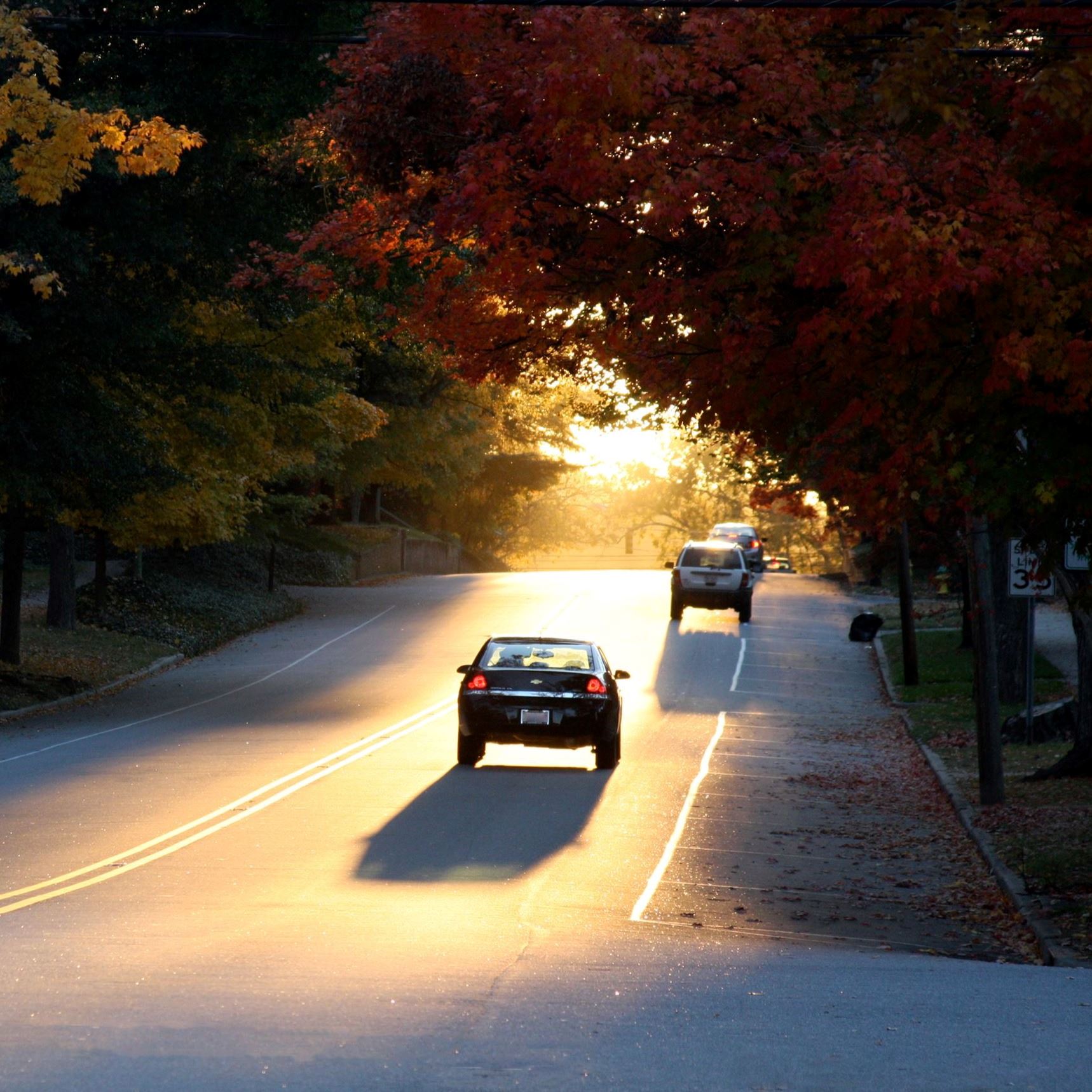 Car doing down the road in Lincoln County